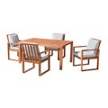Alaterre Furniture Weston Eucalyptus Wood Outdoor Dining Table with 4 Dining Chairs, Set of 5 ANWT0344EBO
